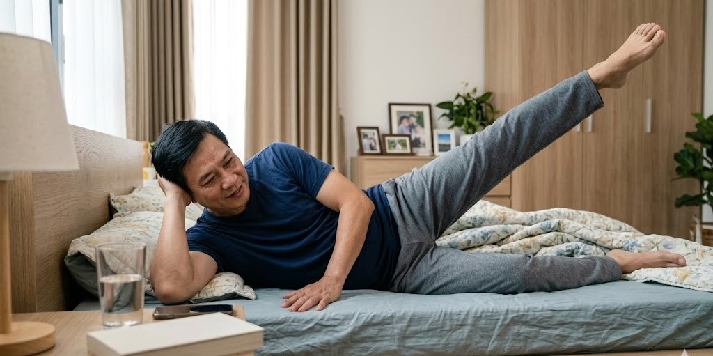 5 bài tập trên giường giúp tăng cường sức mạnh chân hiệu quả hơn squat sau tuổi 60- Ảnh 5.