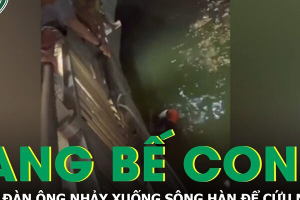 Khoảnh khắc nghẹt thở: Đang đi dạo cùng vợ con, người đàn ông nhảy xuống sông Hàn cứu người