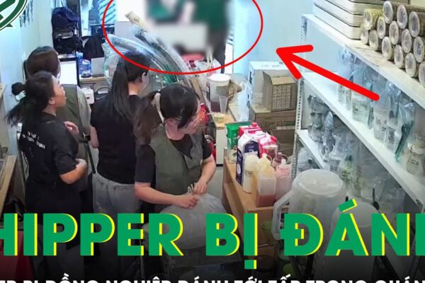 Shipper bị đồng nghiệp đánh tới tấp vào mặt trong quán trà sữa ở TPHCM
