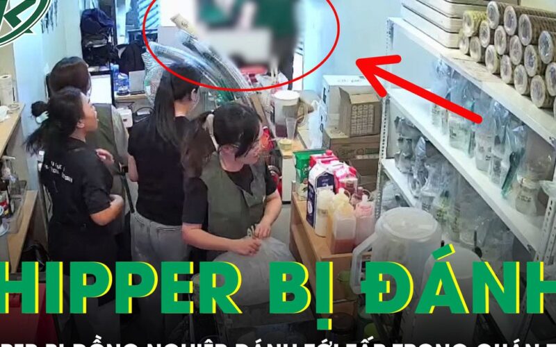 Shipper bị đồng nghiệp đánh tới tấp vào mặt trong quán trà sữa ở TPHCM