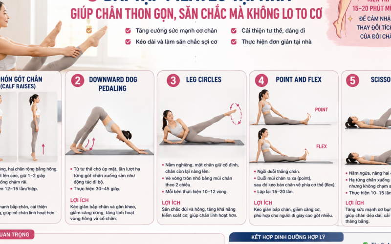 5 bài tập Pilates tại nhà giúp chân săn chắc mà không lo to cơ
