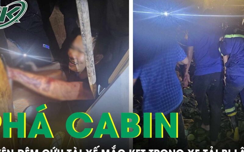 Hàng chục chiến sĩ công an xuyên đêm phá cabin cứu tài xế bị mắc kẹt trong chiếc xe bị lật