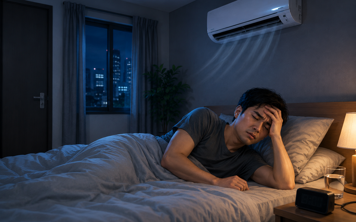 Ngủ phòng bật điều hòa kín cửa: Vì sao dễ mệt mỏi, đau đầu sau khi thức dậy?