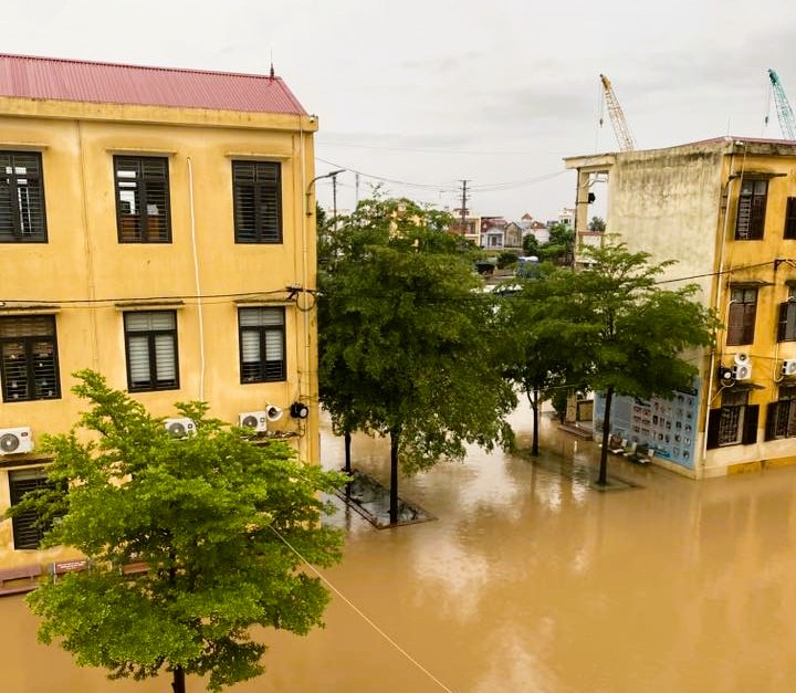 Cây cầu đặc biệt giữa sân trường ngập nước ở Hải Phòng gây xúc động mạng xã hội- Ảnh 2.